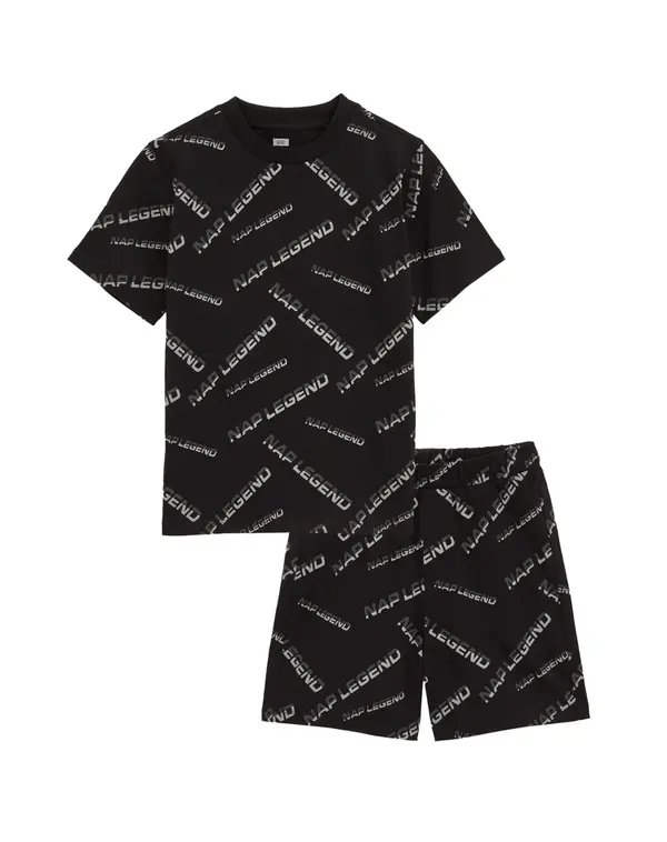 WE Fashion WE Fashion Pidžama set  svijetlosiva / tamo siva / crna