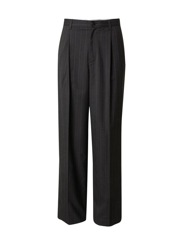 WEEKDAY WEEKDAY Hlače s naborima 'Uno'  antracit siva / svijetlosiva