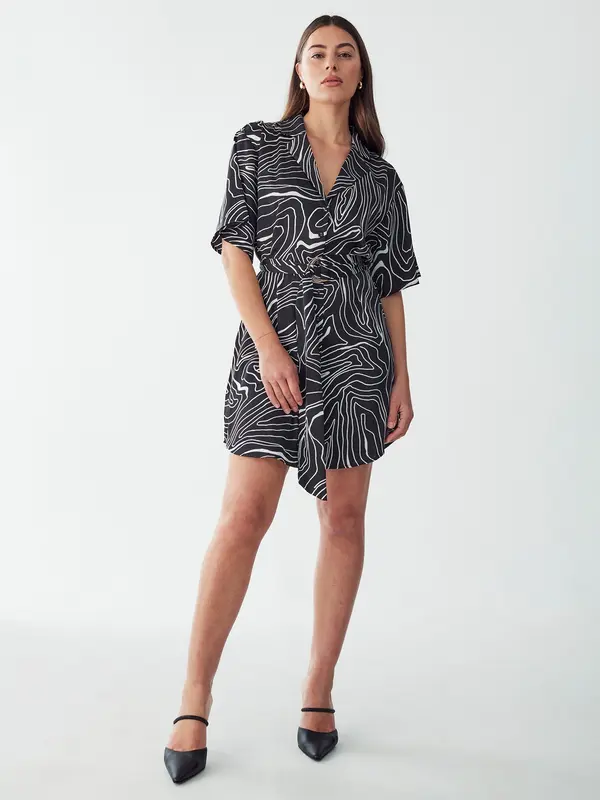 Willa Willa Košulja haljina 'MAISEY SHIRT DRESS'  crna / bijela