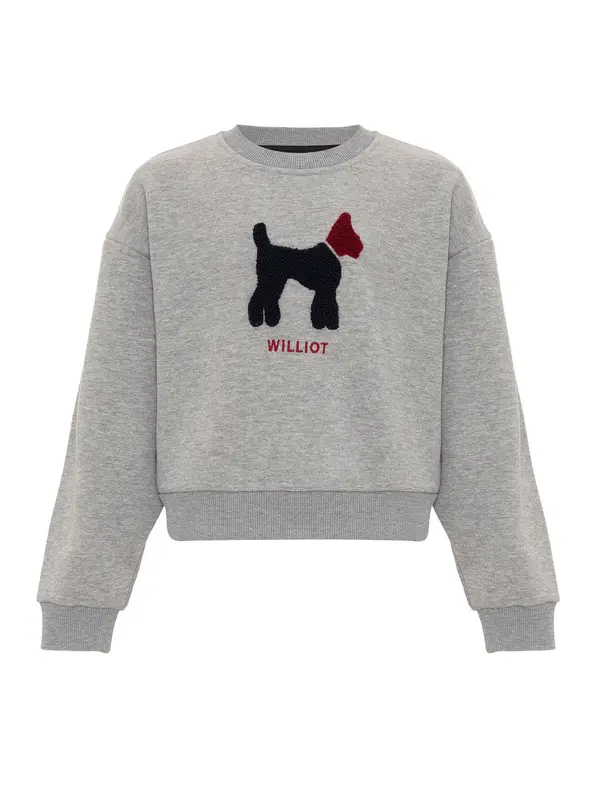 Williot Williot Sweater majica  siva / burgund / crna