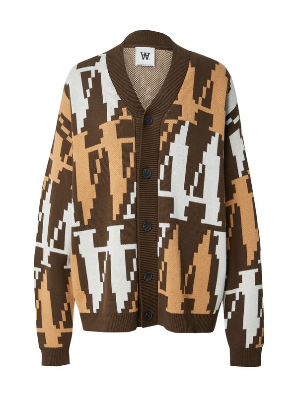 WOOD WOOD WOOD WOOD Kardigan 'Leo'  cappuccino / tamno smeđa / bijela