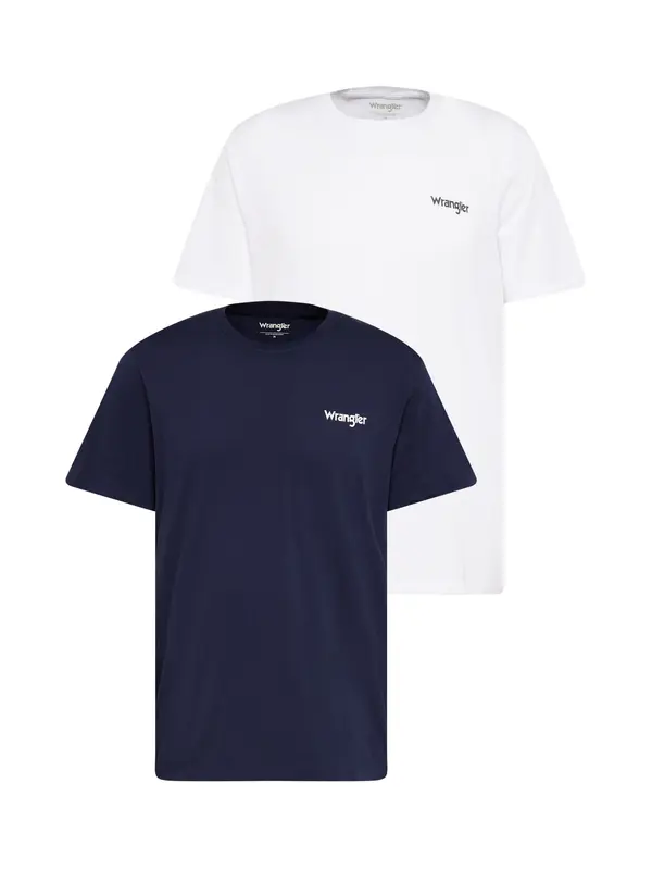 WRANGLER WRANGLER Majica 'SIGN OFF'  mornarsko plava / bijela