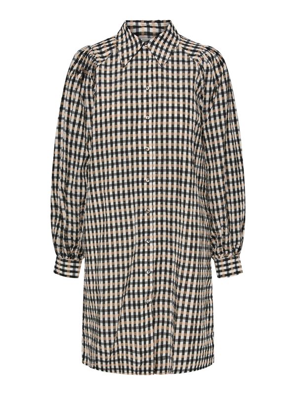 Y.A.S Y.A.S Košulja haljina 'Agga'  svijetlosmeđa / crna / bijela