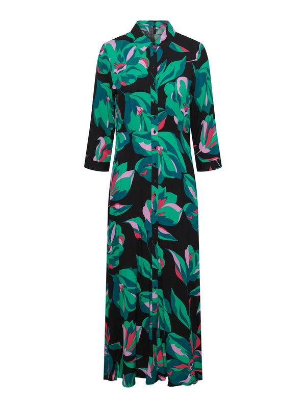 YAS YAS Košulja haljina 'Savanna'  kraljevski zelena / roza / ružičasto crvena / crna