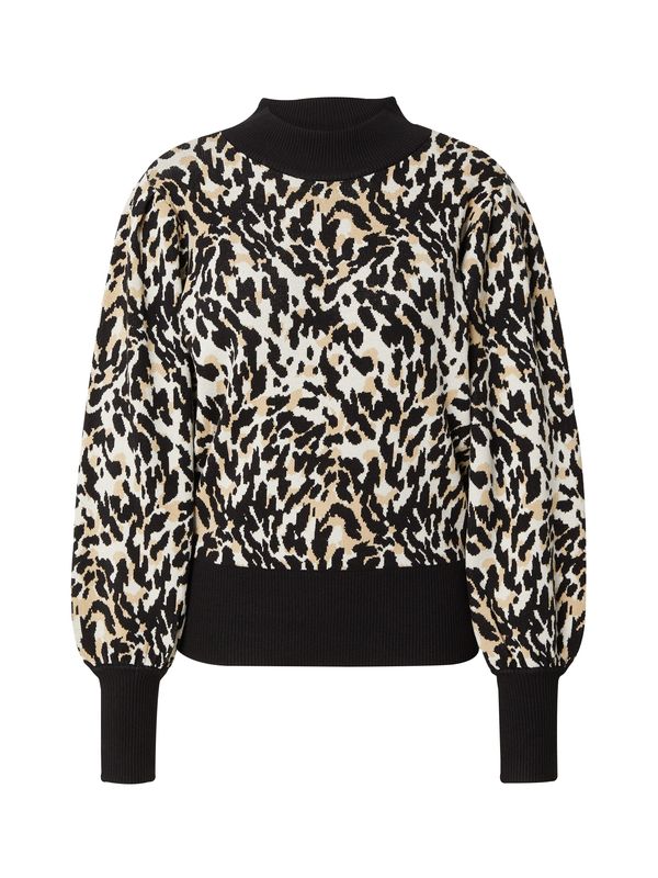 YAS YAS Pulover 'YASFonny'  boja devine dlake (camel) / crna / bijela