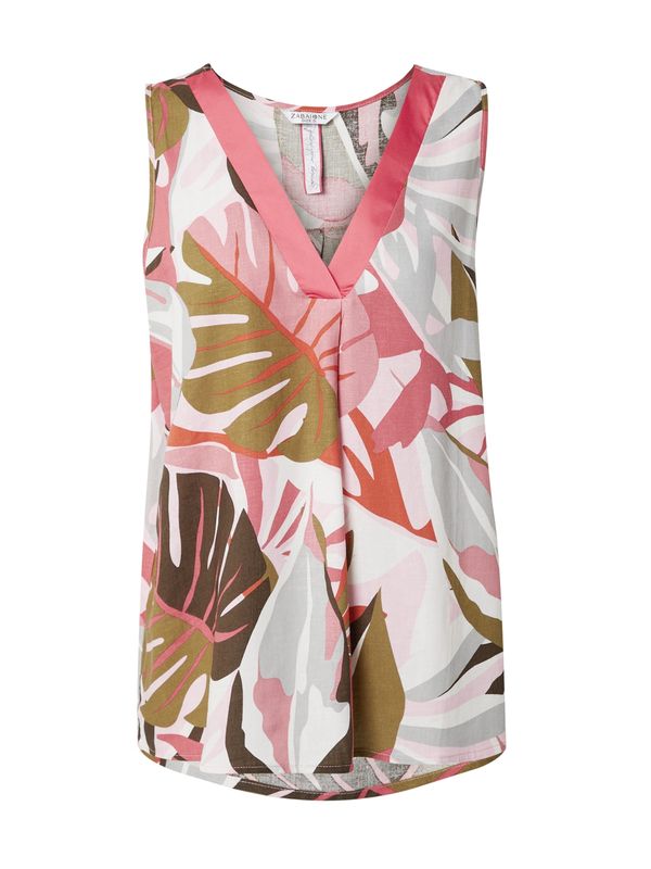 ZABAIONE ZABAIONE Bluza 'Su44eann'  svijetlosiva / maslinasta / prljavo roza / bijela