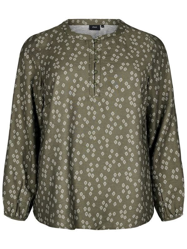 Zizzi Zizzi Bluza 'Caava'  tamno zelena / bijela