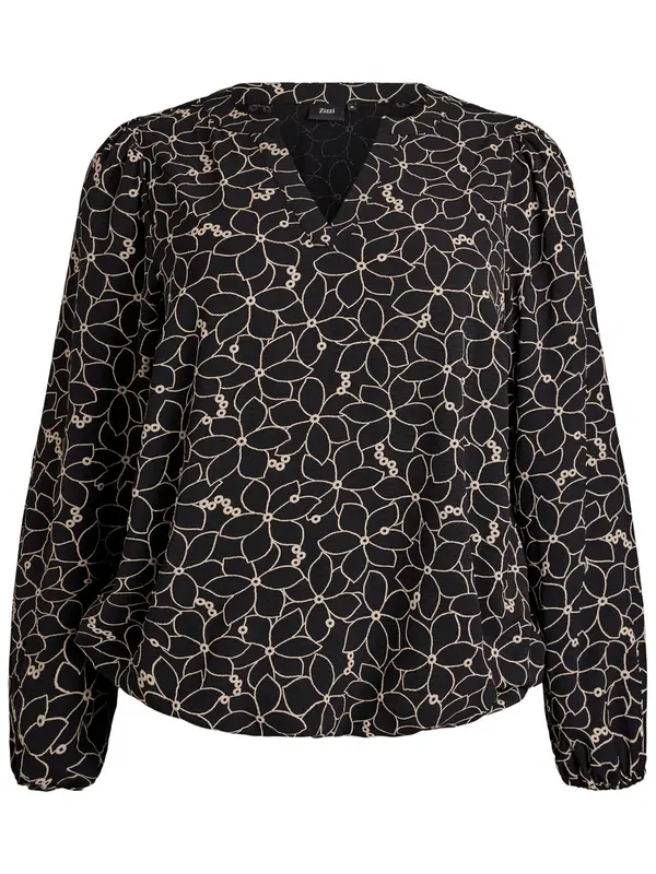 Zizzi Zizzi Bluza 'Cabine'  boja pijeska / crna