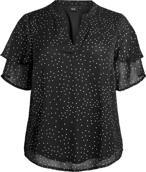 Zizzi Zizzi Bluza 'Doru'  crna / bijela