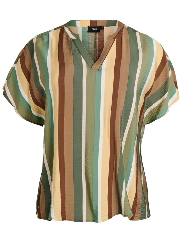Zizzi Zizzi Bluza 'Fina'  bež / smeđa / zelena / bijela