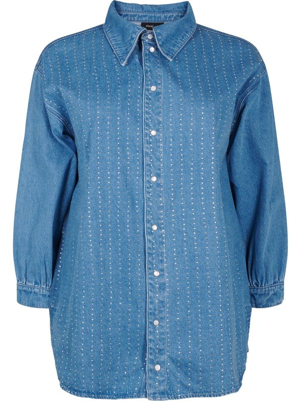 Zizzi Zizzi Bluza 'Jamia'  plavi traper / srebro