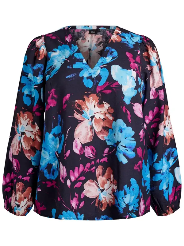Zizzi Zizzi Bluza 'MCLARU'  morsko plava / azur / hrđavo smeđa / tamno roza