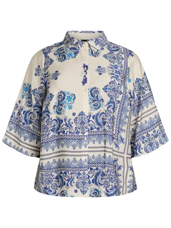 Zizzi Zizzi Bluza 'Mestea'  plava / mornarsko plava / nebesko plava / prljavo bijela