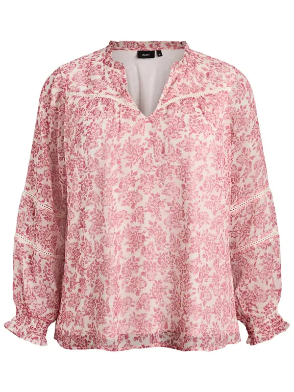 Zizzi Zizzi Bluza 'Mkiko'  trešnja crvena / prljavo bijela