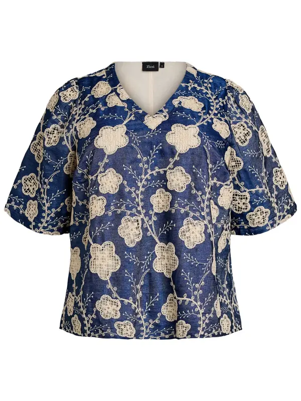 Zizzi Zizzi Bluza 'Mlaniva'  mornarsko plava / prljavo bijela