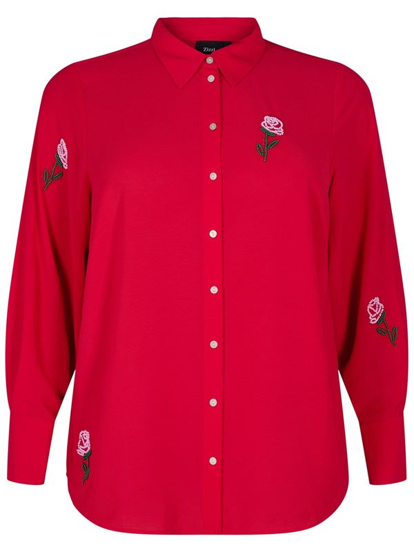 Zizzi Zizzi Bluza 'MPEARL'  tamno zelena / prljavo roza / svijetlo crvena