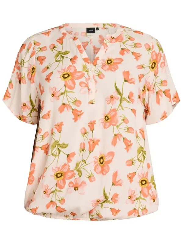 Zizzi Zizzi Bluza 'VBella'  svijetlobež / maslinasta / svijetlonarančasta