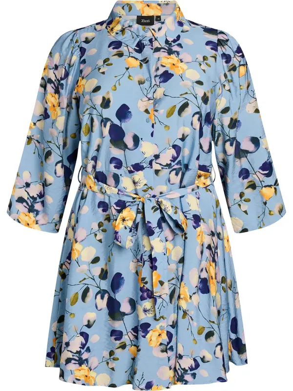 Zizzi Zizzi Bluza 'Vkam'  plavi traper / svijetloplava / svijetložuta / svijetloljubičasta