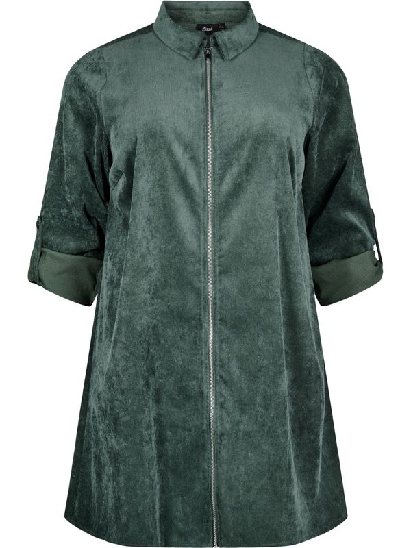Zizzi Zizzi Košulja haljina 'VELENA'  zelena / smaragdno zelena / tamno zelena