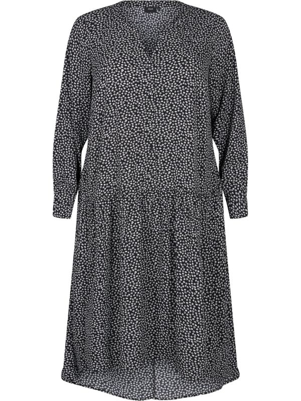 Zizzi Zizzi Košulja haljina 'Xanni'  crna / bijela