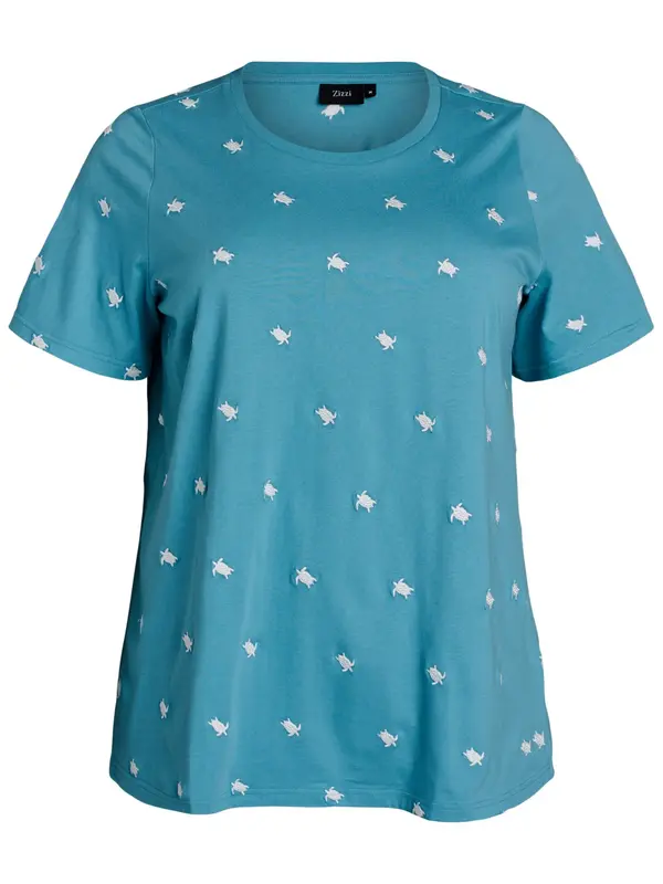 Zizzi Zizzi Majica 'Velin'  azur / bijela