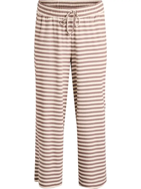 Zizzi Zizzi Pidžama hlače 'Mellie'  taupe siva / vuneno bijela