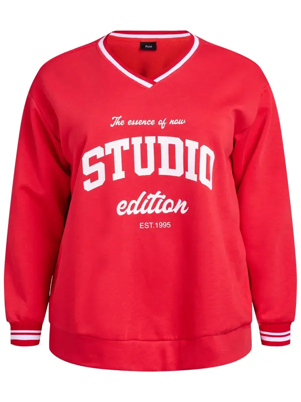 Zizzi Zizzi Sweater majica  crvena / bijela