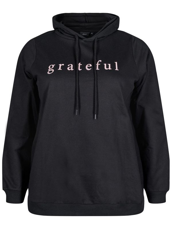 Zizzi Zizzi Sweater majica 'Molias'  crna / bijela