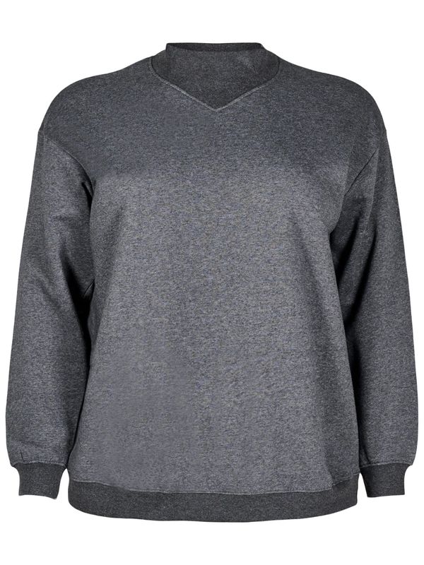 Zizzi Zizzi Sweater majica 'Mrikke'  tamo siva