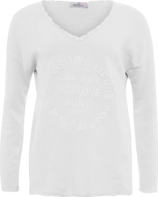 Zwillingsherz Zwillingsherz Sweater majica 'Positive Mind'  bijela