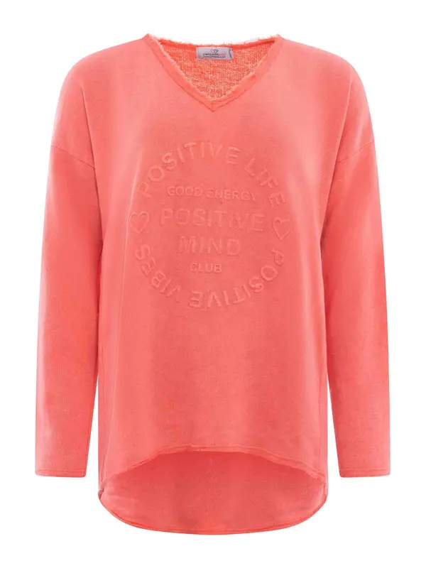 Zwillingsherz Zwillingsherz Sweater majica 'Positive Mind'  koraljna