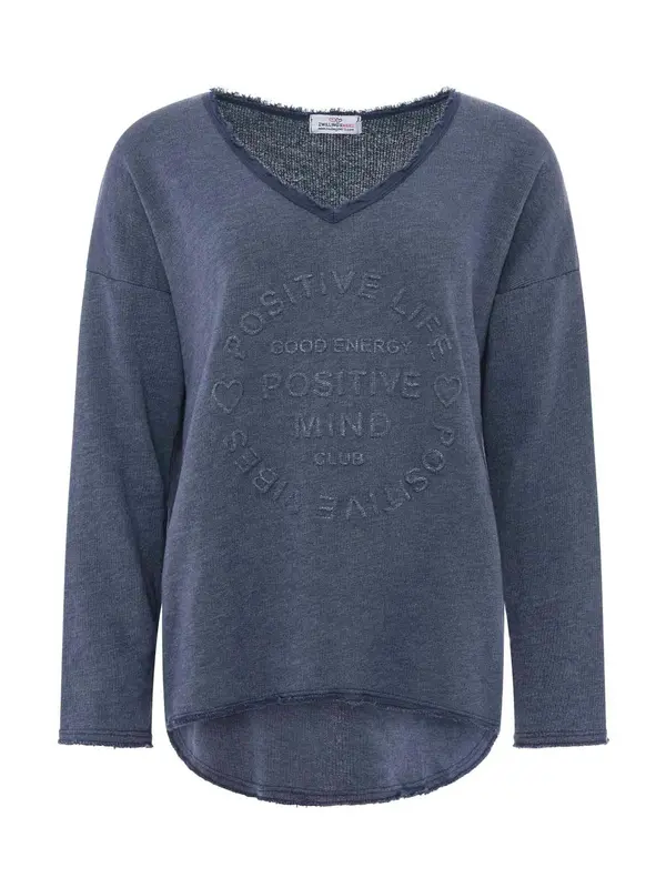Zwillingsherz Zwillingsherz Sweater majica 'Positive Mind'  morsko plava