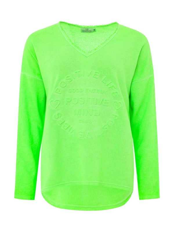 Zwillingsherz Zwillingsherz Sweater majica 'Positive Mind'  neonsko zelena