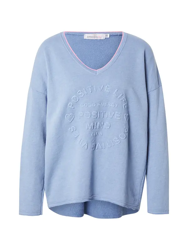 Zwillingsherz Zwillingsherz Sweater majica 'Positive Mind'  plavi traper