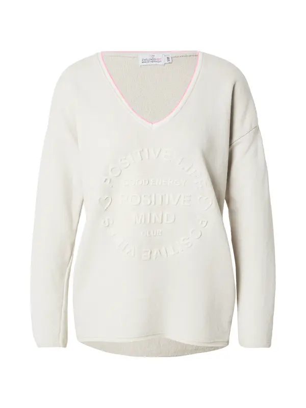Zwillingsherz Zwillingsherz Sweater majica 'Positive Mind'  svijetlobež