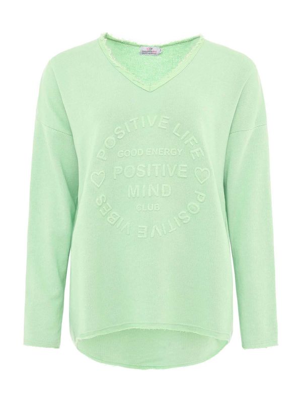 Zwillingsherz Zwillingsherz Sweater majica 'Positive Mind'  svijetlozelena