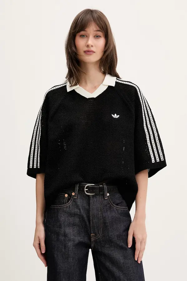 adidas Originals adidas Originals pletena polo majica ženska s otvorima Crochet