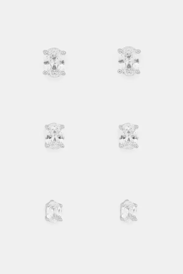 Aldo Aldo naušnice za žene metalne s cirkonom OVALSTUD 3-pack
