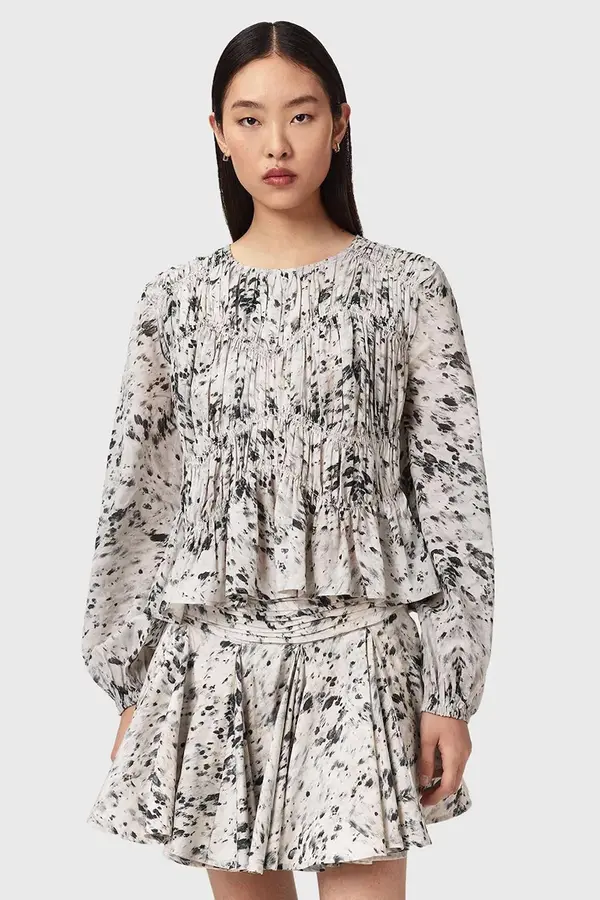 AllSaints AllSaints bluza s volanima za žene s viskozom MELANI