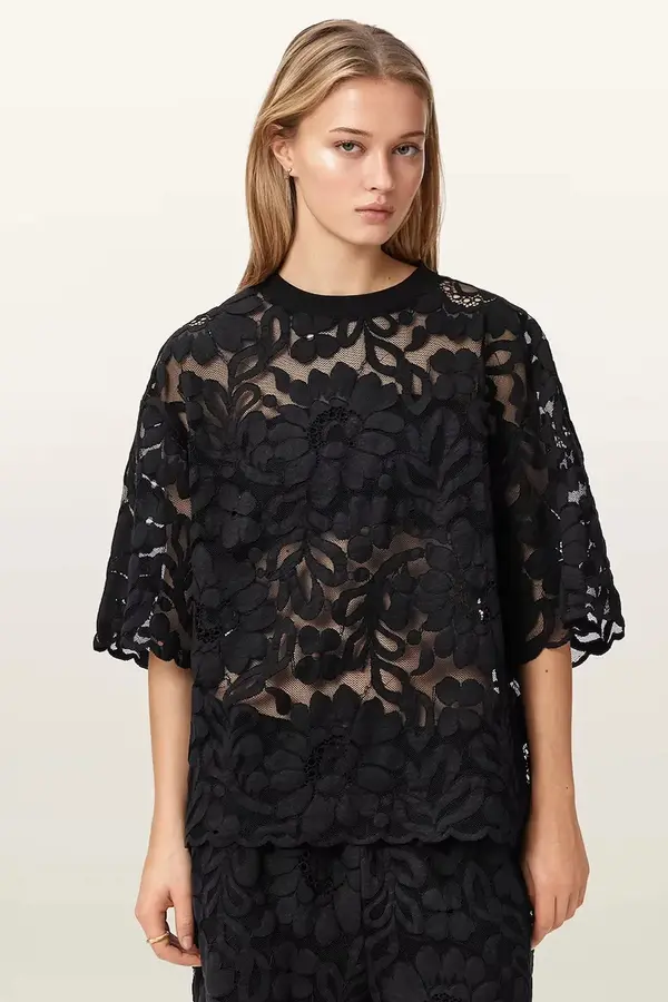 AllSaints AllSaints bluza za žene s čipkom AMELIE