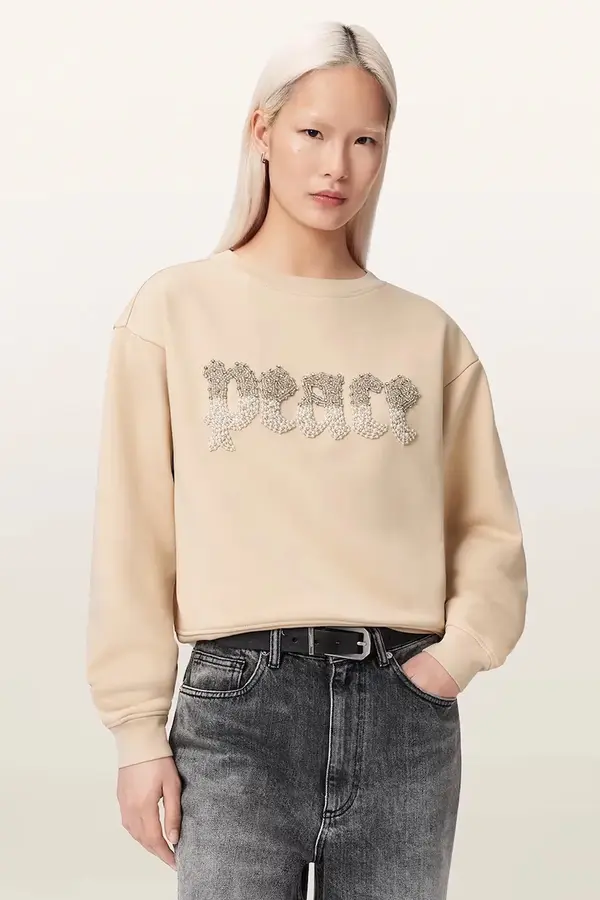 AllSaints AllSaints dukserica za žene s pamukom PEACE