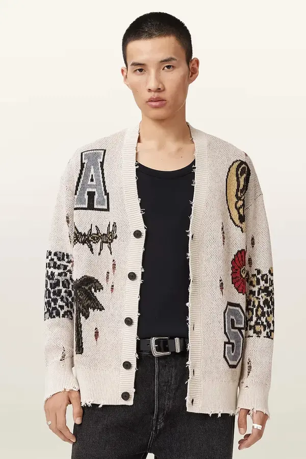 AllSaints AllSaints kardigan muški s dodatkom vune FOXX