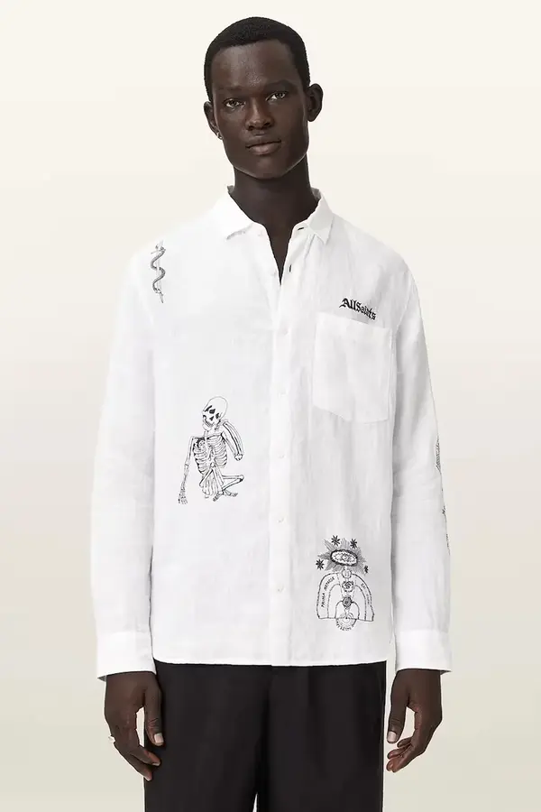 AllSaints AllSaints košulja za muškarce od lana TERROR