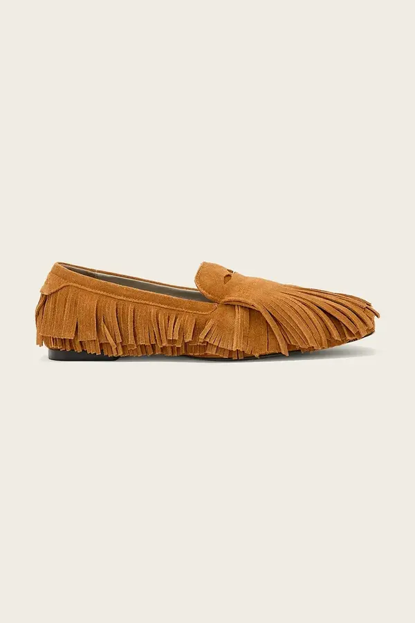 AllSaints AllSaints mokasinke za žene od brušene kože Sandy Fringe Loafer