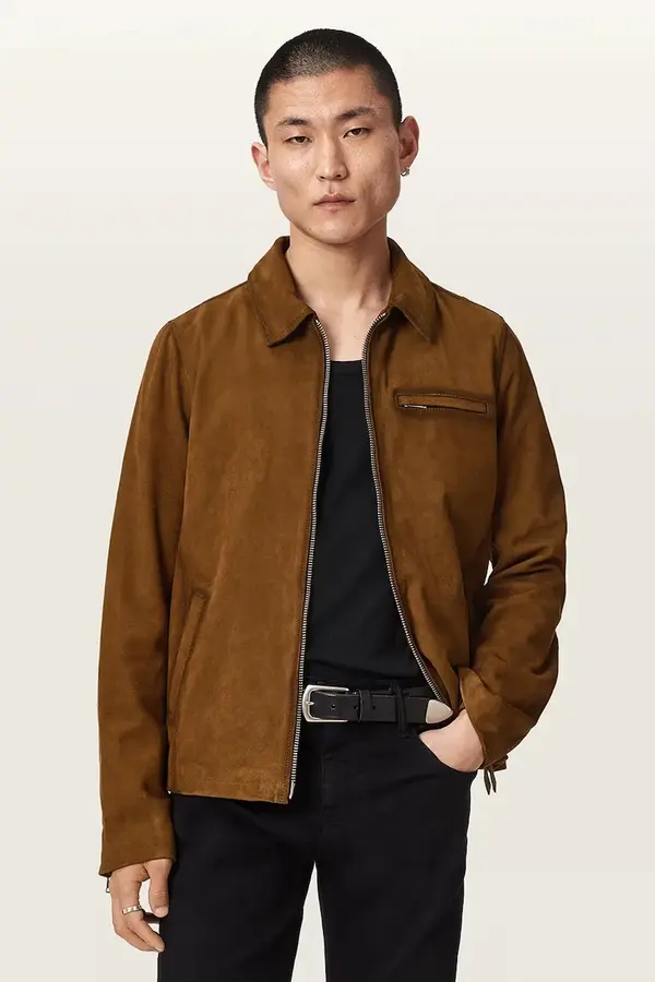 AllSaints AllSaints prijelazna jakna muška od brušene kože ASHWOOD
