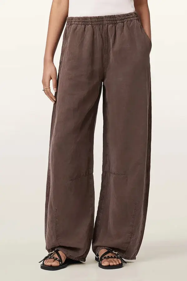 AllSaints AllSaints wide leg hlače za žene s dodatkom lana JETT