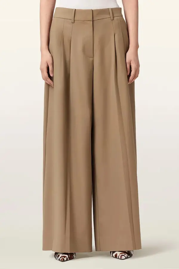 AllSaints AllSaints wide leg hlače za žene s vunom POPPY