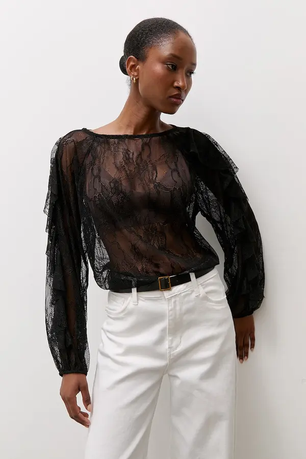 Answear.LAB Answear.LAB bluza za žene s čipkom