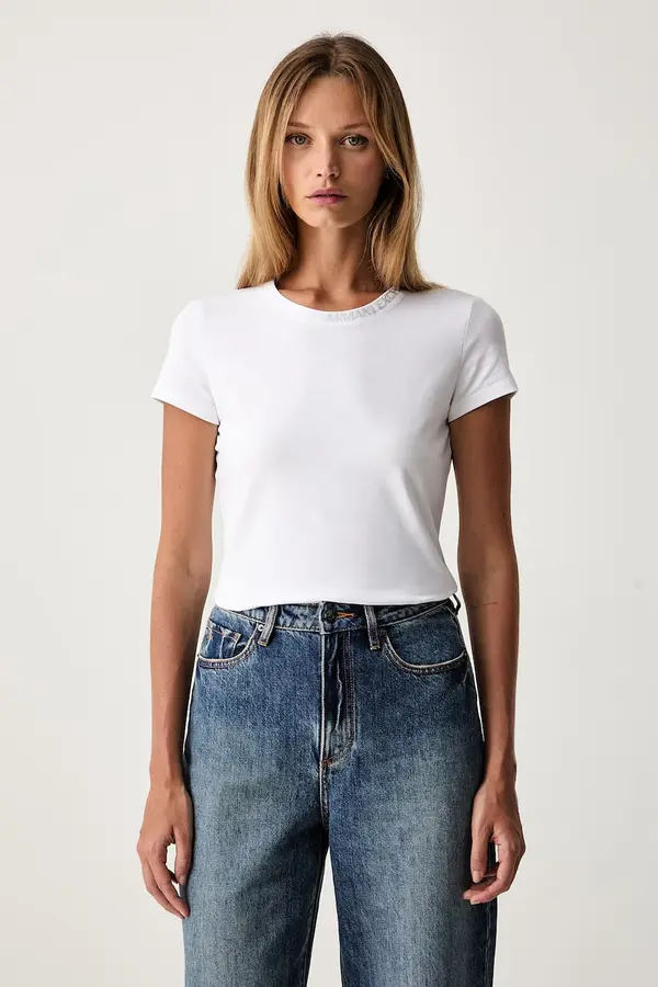Armani Exchange Armani Exchange basic majica kratkih rukava ženska od pamuka s elastanom