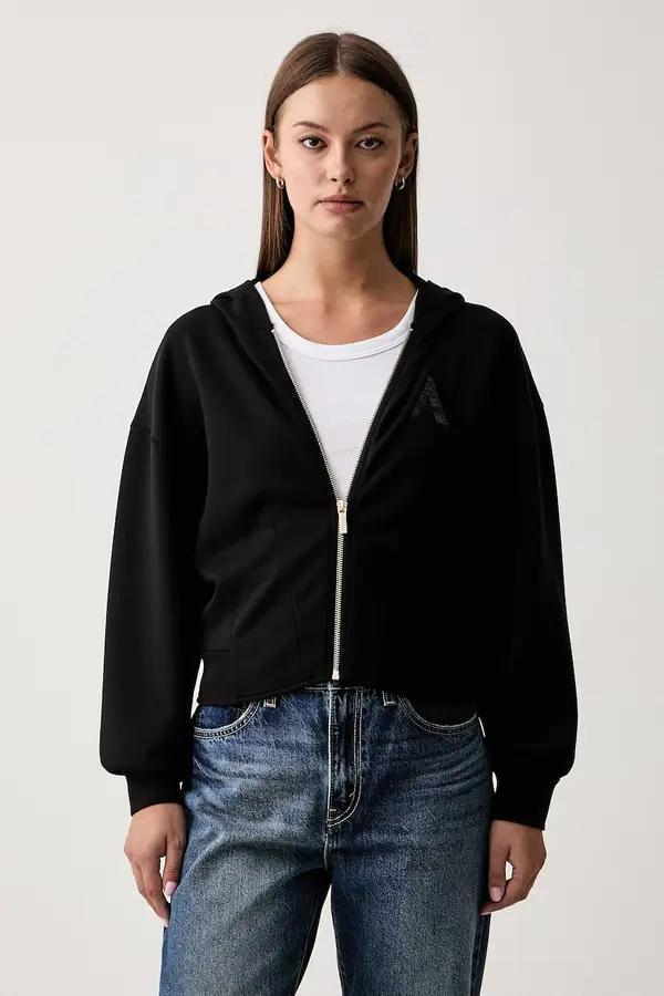 Armani Exchange Armani Exchange dukserica na zakopčavanje sa kapuljačom ženska s viskozom